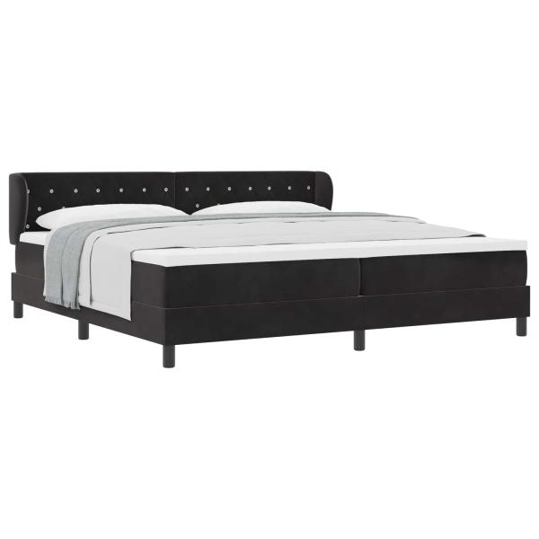 Boxspringbett mit Matratze Schwarz 200 x 200 cm Samt