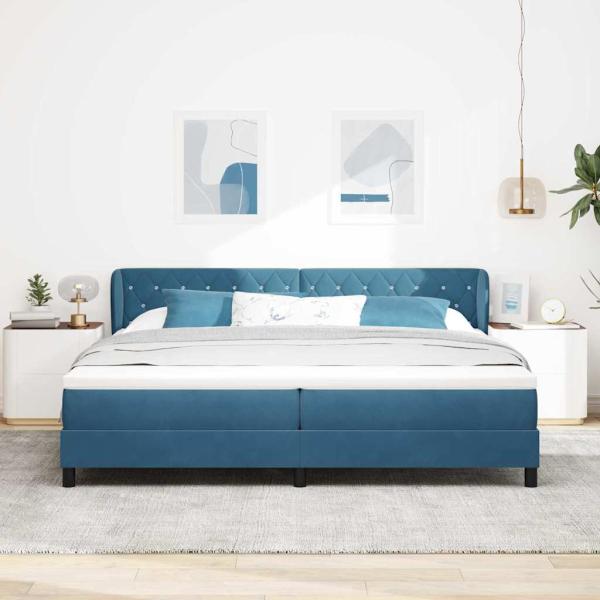 Boxspringbett mit Matratze Dunkelblau 200 x 200 cm Samt