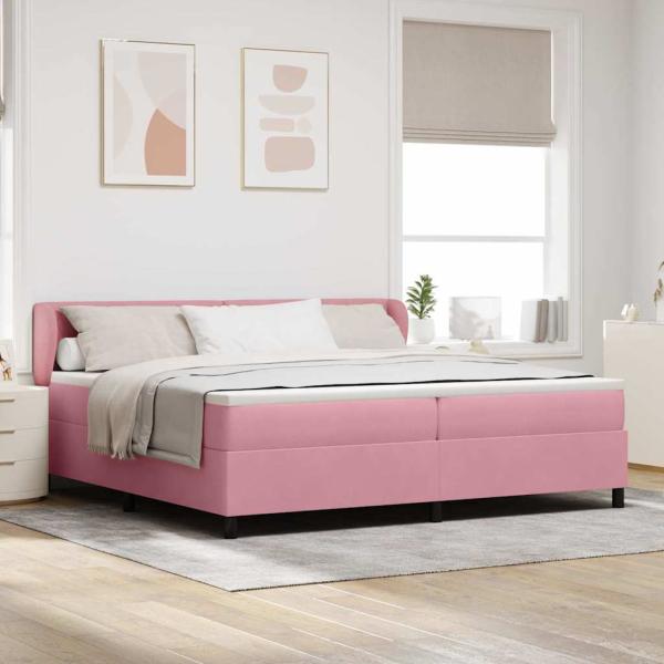 ARDEBO.de - Boxspringbett mit Kopfteil Rosa 200 x 200 cm Samt