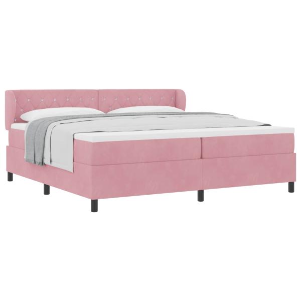 Boxspringbett mit Kopfteil Rosa 200 x 200 cm Samt