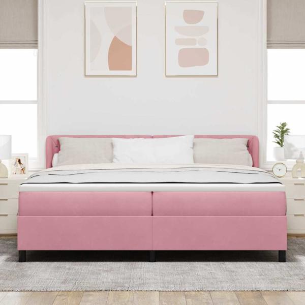 Boxspringbett mit Kopfteil Rosa 200 x 200 cm Samt