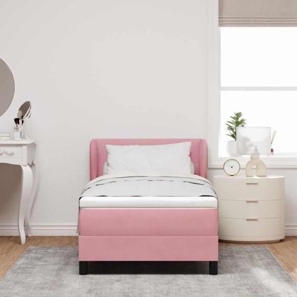 Boxspringbett mit Kopfteil Rosa 100 x 200 cm Samt