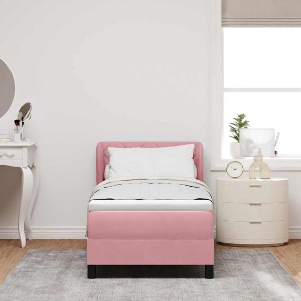 Boxspringbett mit Kopfteil Rosa 80 x 200 cm Samt