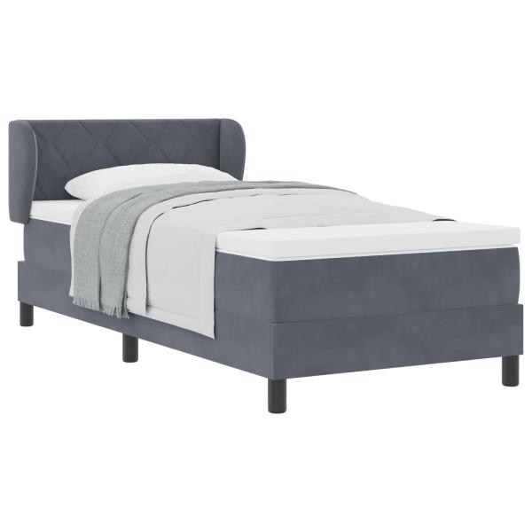 Boxspringbett mit Kopfteil Dunkelgrau 100 x 200 cm Samt