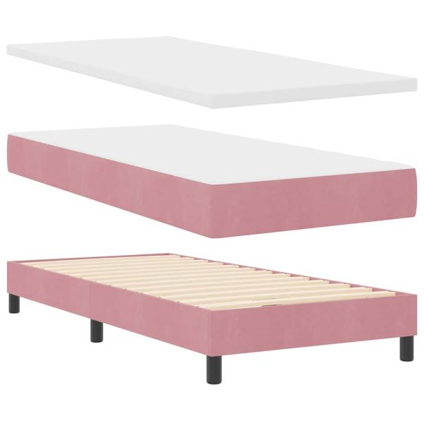 Boxspringbett mit Kissen mit Kopfteil Rosa 100 x 200 cm Samt
