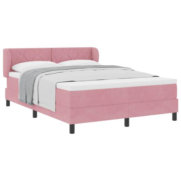 Boxspringbett mit Kopfteil Rosa 140 x 200 cm Samt