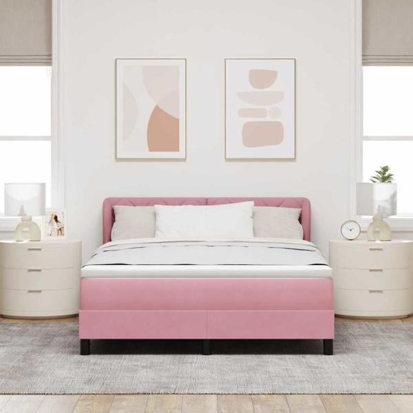 Boxspringbett mit Kopfteil Rosa 140 x 200 cm Samt