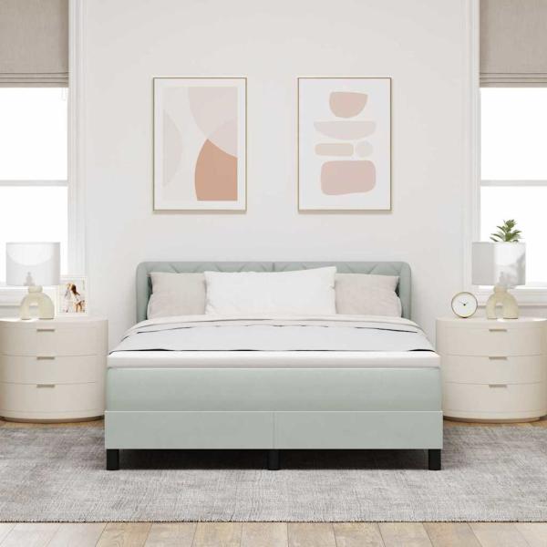 Boxspringbett mit Kopfteil Hellgrau 160 x 200 cm Samt