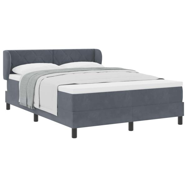 Boxspringbett mit Kopfteil Dunkelgrau 160 x 200 cm Samt