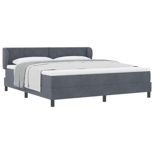 Boxspringbett mit Kopfteil Dunkelgrau 180 x 200 cm Samt