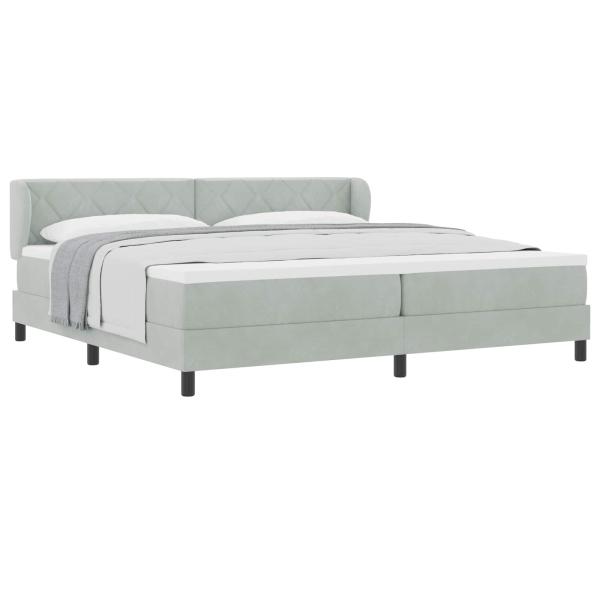 Boxspringbett mit Kopfteil Hellgrau 200 x 200 cm Samt