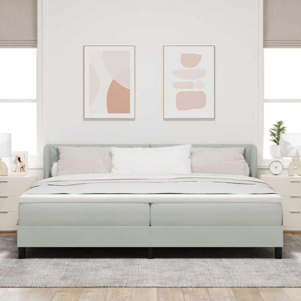 Boxspringbett mit Kopfteil Hellgrau 200 x 200 cm Samt