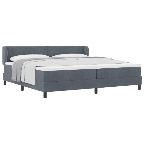 Boxspringbett mit Kopfteil Dunkelgrau 200 x 200 cm Samt