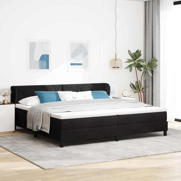 ARDEBO.de - Boxspringbett mit Kopfteil Schwarz 200 x 200 cm Samt