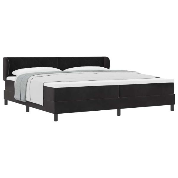 Boxspringbett mit Kopfteil Schwarz 200 x 200 cm Samt