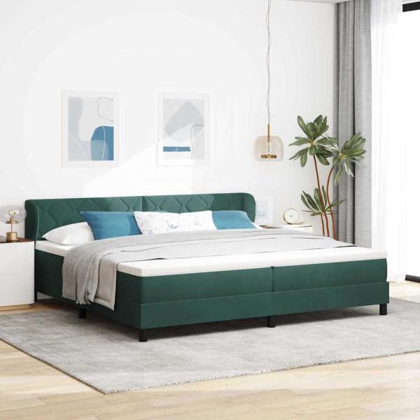 ARDEBO.de - Boxspringbett mit Kopfteil Dunkelgrün 200 x 200 cm Samt