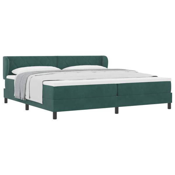 Boxspringbett mit Kopfteil Dunkelgrün 200 x 200 cm Samt