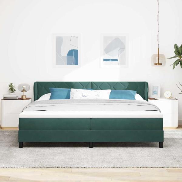 Boxspringbett mit Kopfteil Dunkelgrün 200 x 200 cm Samt