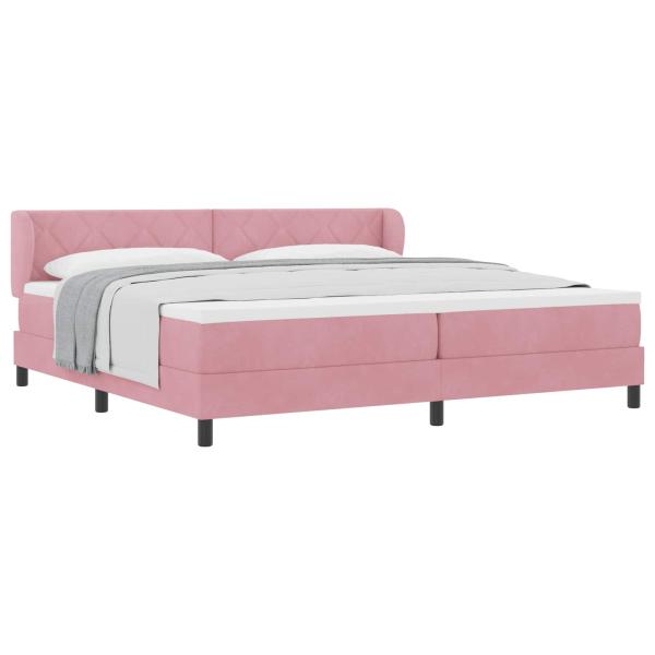 Boxspringbett mit Kopfteil Rosa 200 x 200 cm Samt