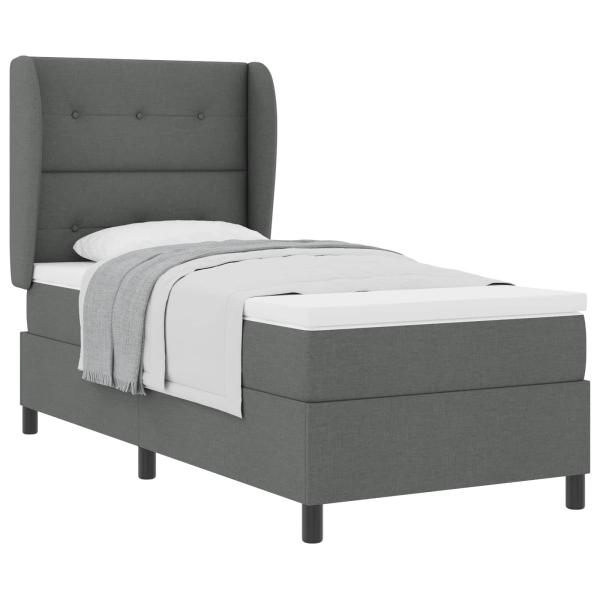 Boxspringbett mit Kopfteil Dunkelgrau 90 x 190 cm Stoff