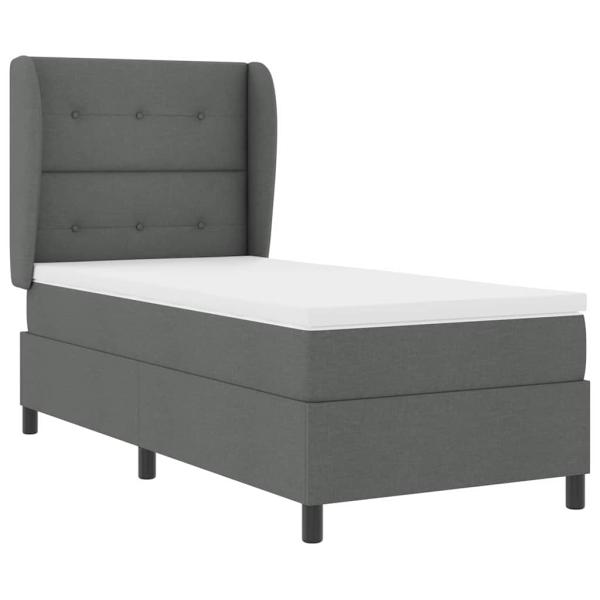 Boxspringbett mit Kopfteil Dunkelgrau 90 x 190 cm Stoff
