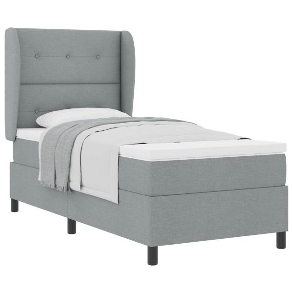 Boxspringbett mit Kopfteil Hellgrau 100 x 200 cm Stoff