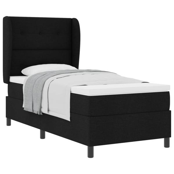Boxspringbett mit Kopfteil Schwarz 100 x 200 cm Stoff