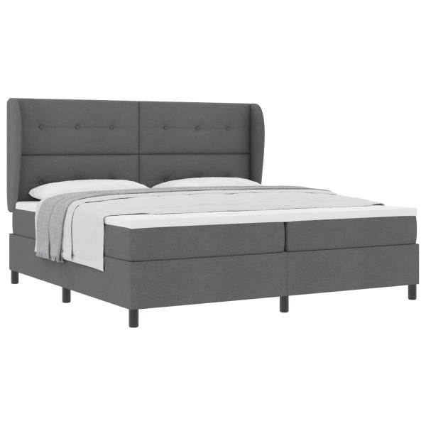 Boxspringbett mit Kopfteil Dunkelgrau 200 x 200 cm Stoff
