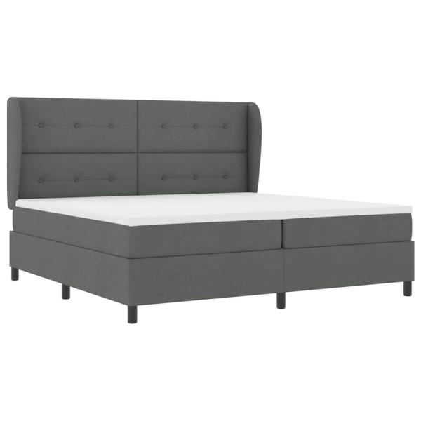 Boxspringbett mit Kopfteil Dunkelgrau 200 x 200 cm Stoff