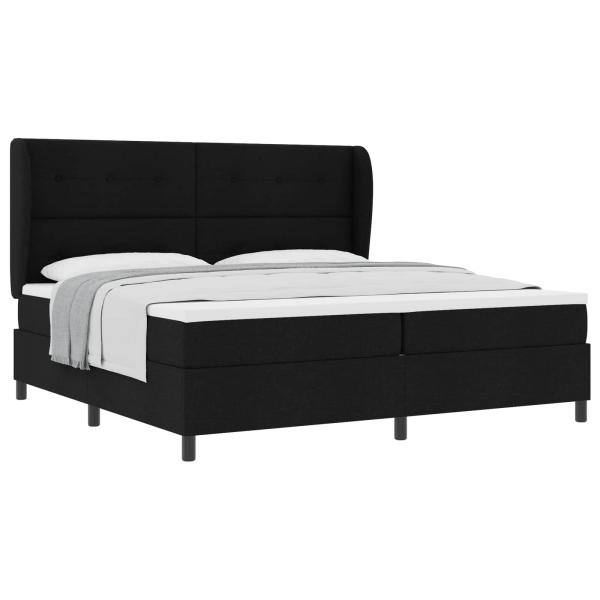 Boxspringbett mit Kopfteil Schwarz 200 x 200 cm Stoff