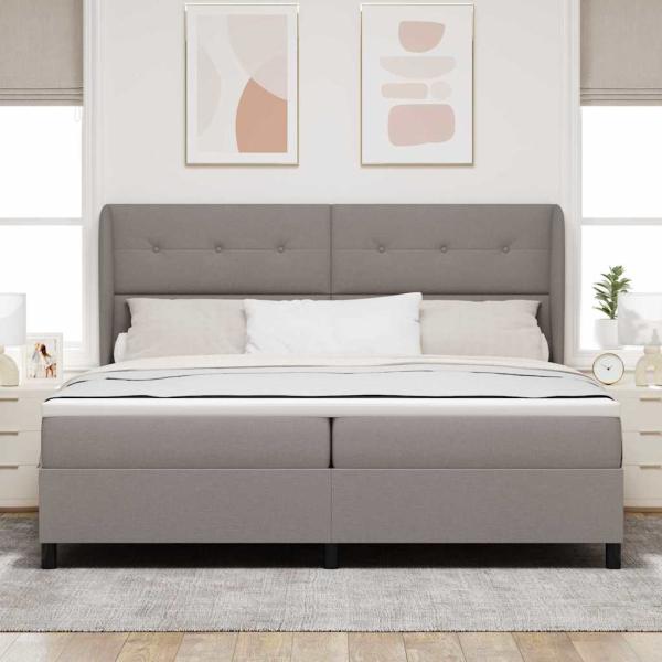 Boxspringbett mit Kopfteil Taupe 200 x 200 cm Stoff