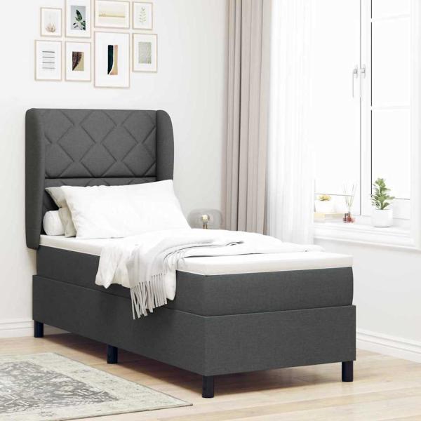 ARDEBO.de - Boxspringbett mit Kopfteil Dunkelgrau 80 x 200 cm Stoff