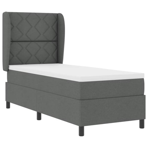 Boxspringbett mit Kopfteil Dunkelgrau 80 x 200 cm Stoff