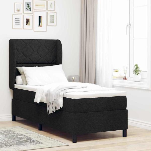 ARDEBO.de - Boxspringbett mit Kopfteil Schwarz 80 x 200 cm Stoff