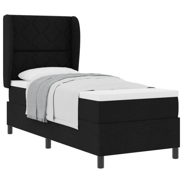 Boxspringbett mit Kopfteil Schwarz 80 x 200 cm Stoff