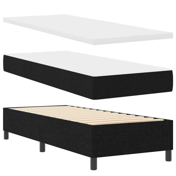 Boxspringbett mit Kopfteil Schwarz 80 x 200 cm Stoff