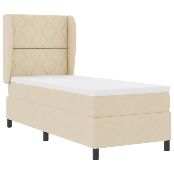 Boxspringbett mit Kissen mit Kopfteil Creme 80 x 200 cm Stoff