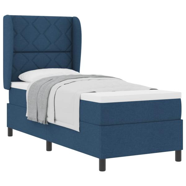 Boxspringbett mit Kopfteil Blau 80 x 200 cm Stoff
