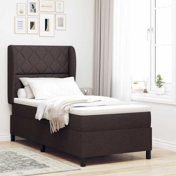 ARDEBO.de - Boxspringbett mit Kopfteil Dunkelbraun 90 x 190 cm Stoff