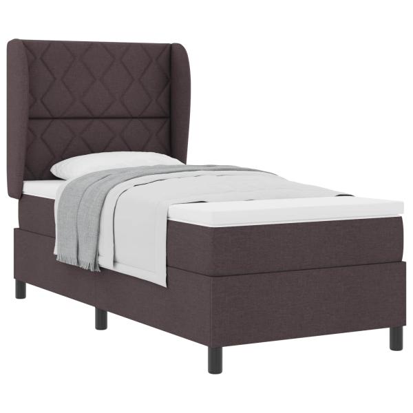 Boxspringbett mit Kopfteil Dunkelbraun 90 x 190 cm Stoff