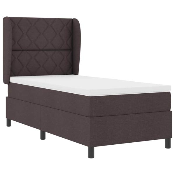 Boxspringbett mit Kopfteil Dunkelbraun 90 x 190 cm Stoff