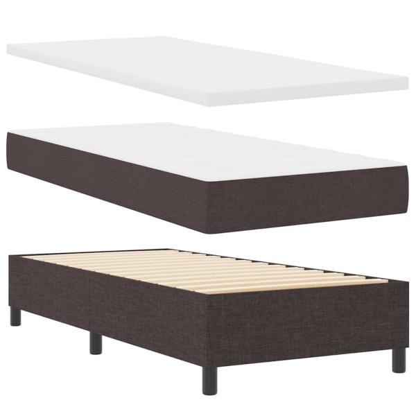 Boxspringbett mit Kopfteil Dunkelbraun 90 x 190 cm Stoff