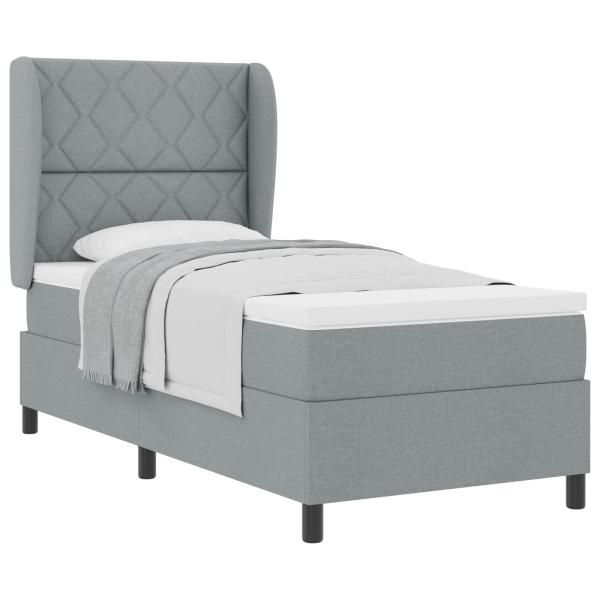 Boxspringbett mit Kopfteil Hellgrau 90 x 200 cm Stoff