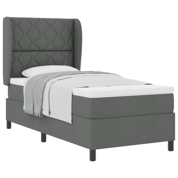Boxspringbett mit Kopfteil Dunkelgrau 100 x 200 cm Stoff