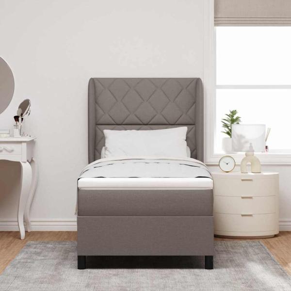 Boxspringbett mit Kopfteil Taupe 100 x 200 cm Stoff