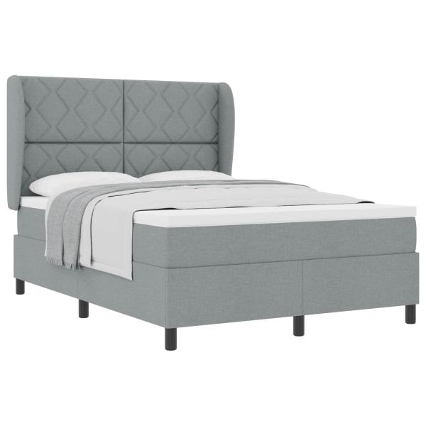 Boxspringbett mit Kopfteil Hellgrau 160 x 200 cm Stoff