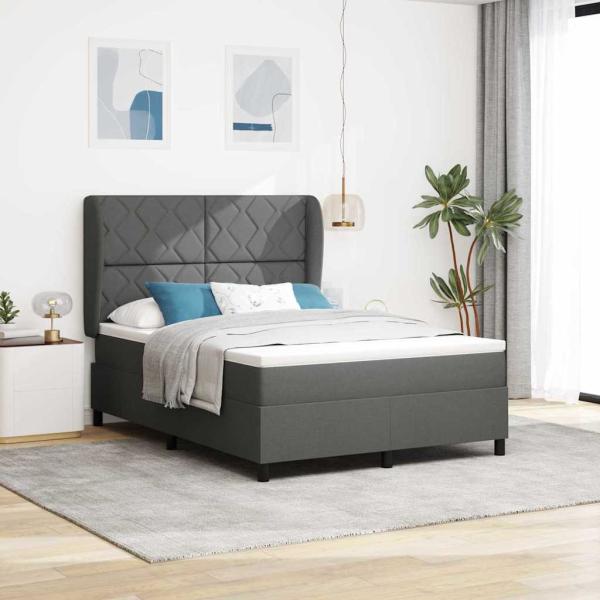 ARDEBO.de - Boxspringbett mit Kopfteil Dunkelgrau 160 x 200 cm Stoff