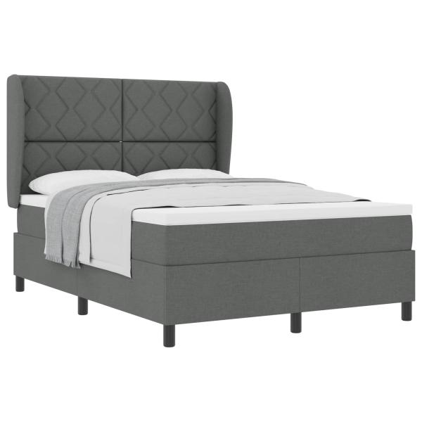 Boxspringbett mit Kopfteil Dunkelgrau 160 x 200 cm Stoff