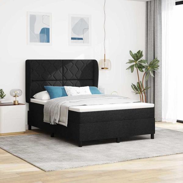 ARDEBO.de - Boxspringbett mit Kopfteil Schwarz 160 x 200 cm Stoff