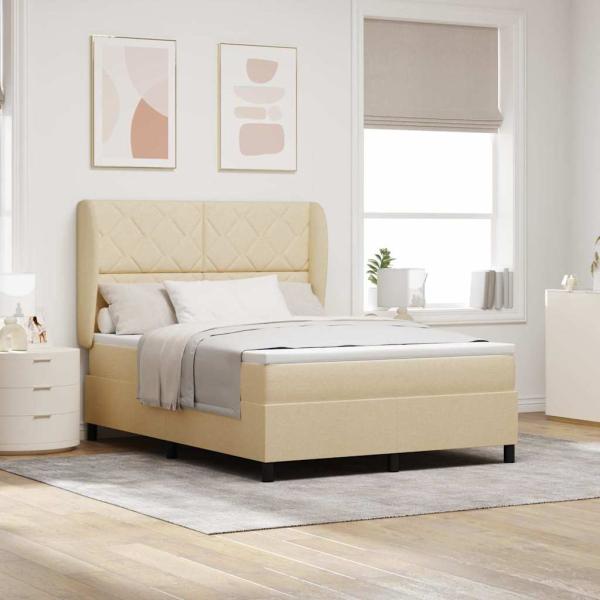 ARDEBO.de - Boxspringbett mit Kopfteil Creme 160 x 200 cm Stoff